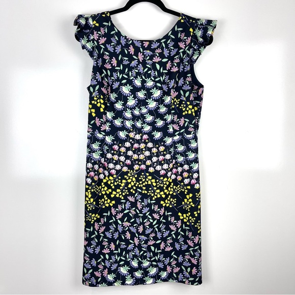 Nanette Lepore Floral Print Flutter Sleeve Knee Length Sheath Dress Women's 8 - Picture 1 of 8